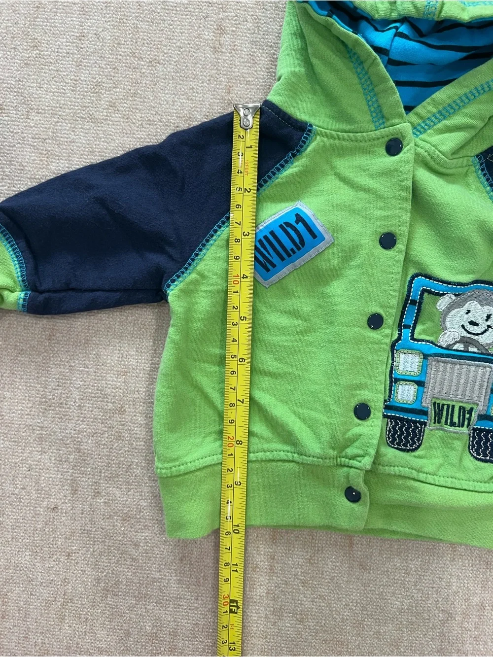 Duck Duck Goose Baby Hooded Jacket | 3–6 Months | 100% Cotton | Green & Navy